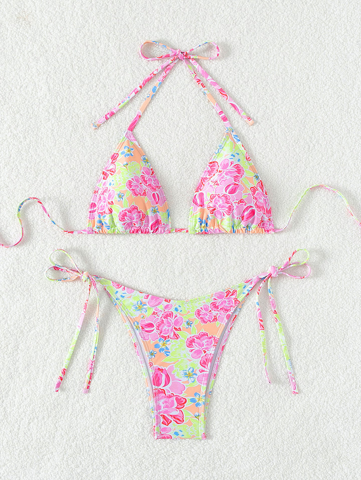 Damen Triangel-Bikini mit verspieltem Palmenmuster Drune