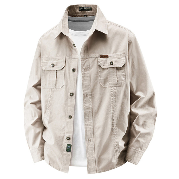 Herren nan leichte Overshirt-Jacke mit Klappbrusttaschen und klassischem Hemdkragen Drune