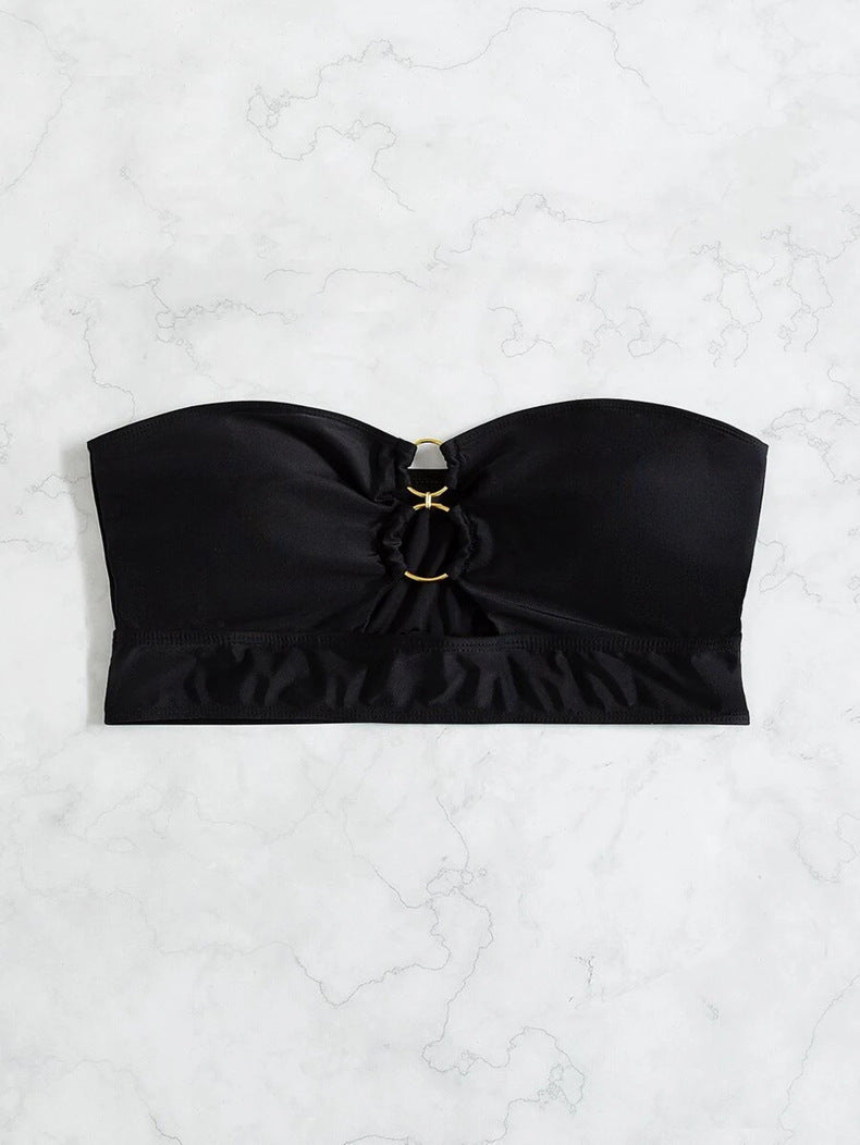 Damen Bandeau-Bikinioberteil mit glitzerndem Ring-Detail Drune