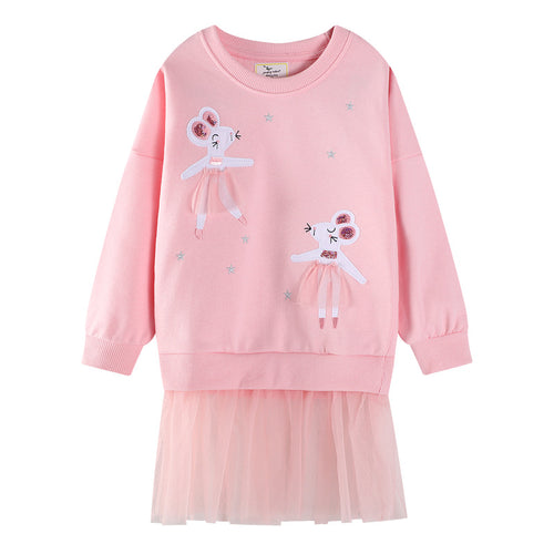 Mädchen Sweatshirt mit Tüllrock und niedlicher Tierstickerei Drune