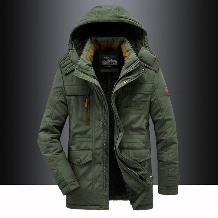Herren nan isolierte Kapuzenparka mit Sherpa-Innenfutter, winddichter Front und Multifunktions-Taschen Drune