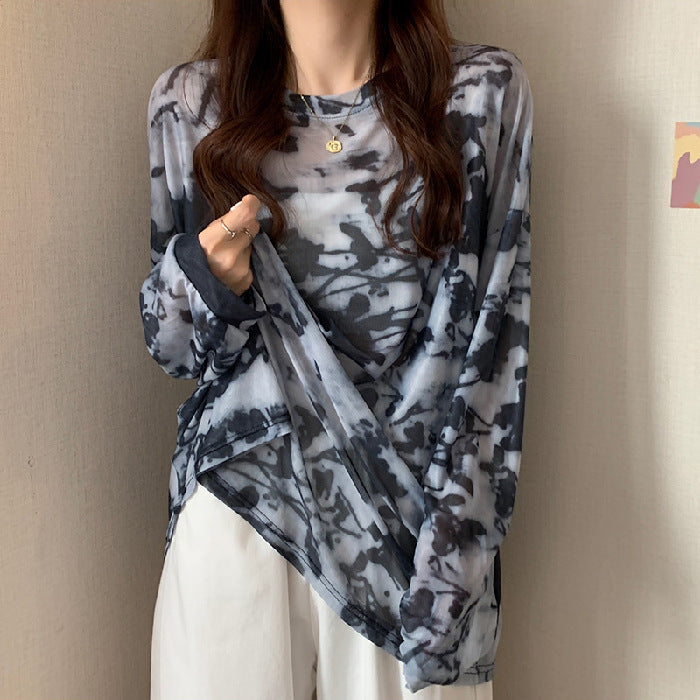 Damen lässiges Oversized-Shirt mit modernem Muster Drune