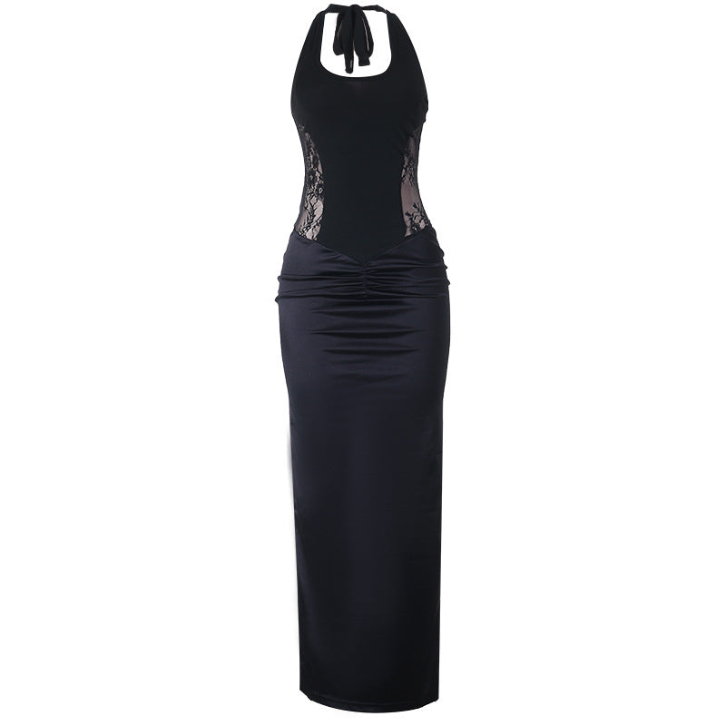 Damen Elegantes Maxikleid mit raffiniertem Spitzenoberteil und fließendem Rock Drune