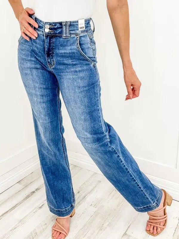 Damen Weite High-Waist Jeans mit komfortablem Schnitt Drune