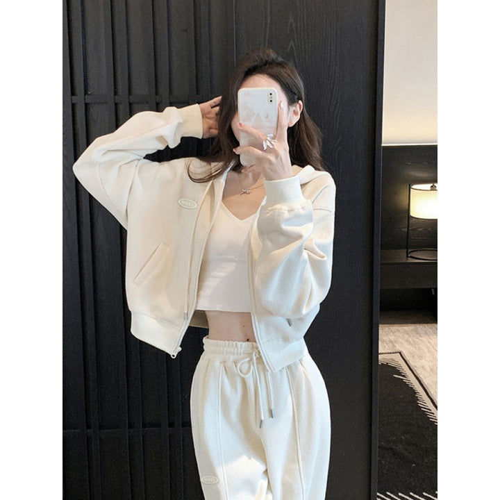 Damen Kuschelige Crop-Jacke mit Taschen und lässigem Schnitt Drune