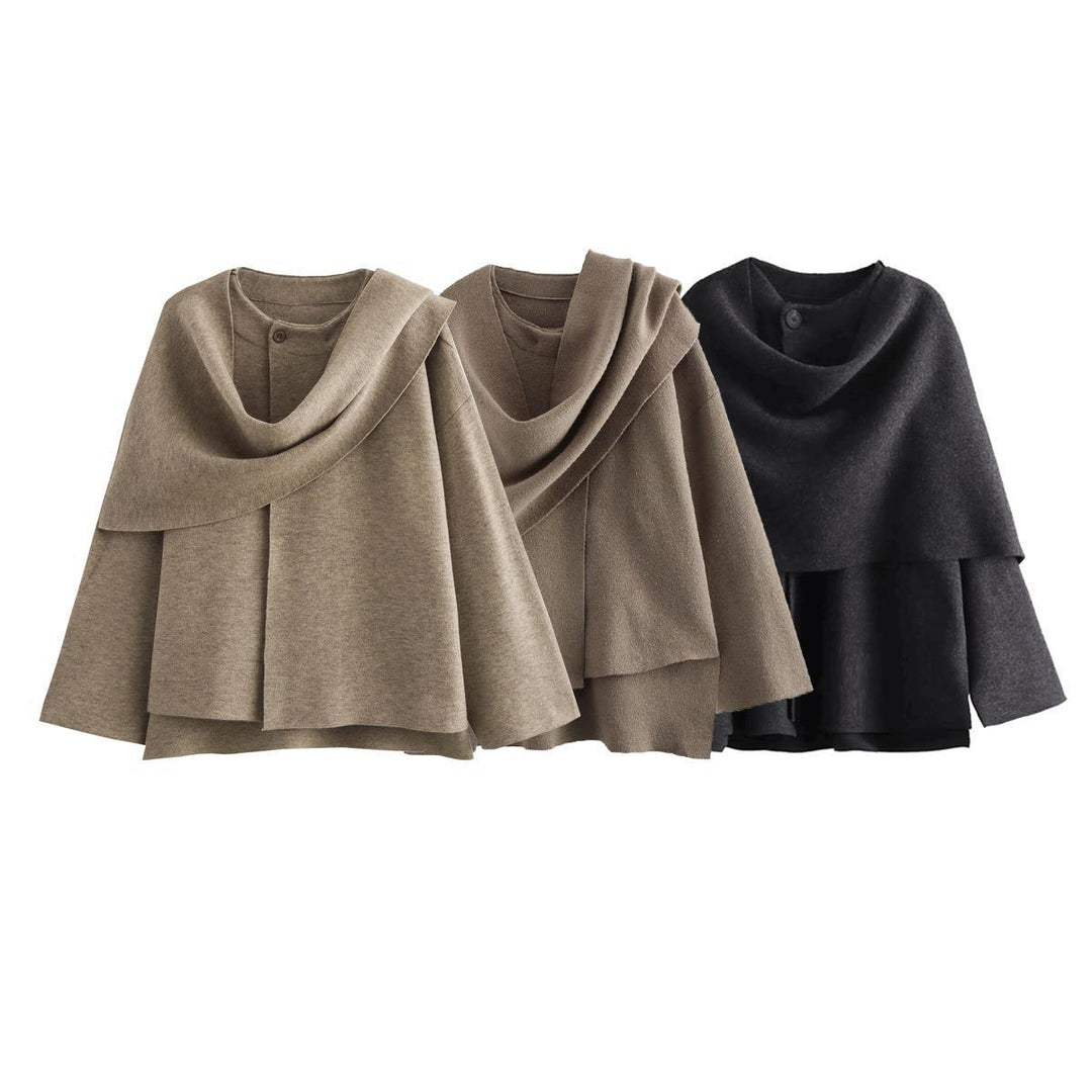 Damen modischer Umhangpullover aus weichem Material Drune