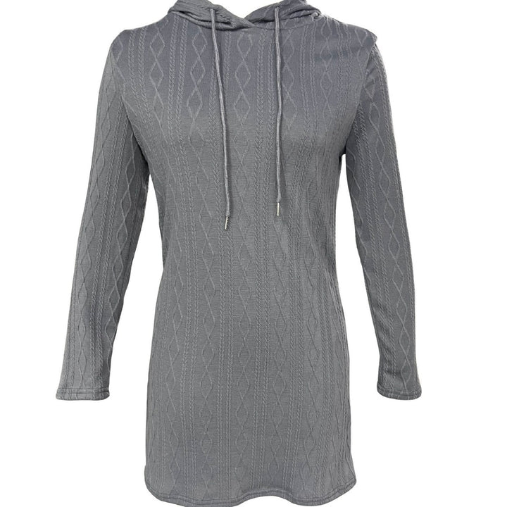 Damen Kapuzenkleid mit strukturiertem Strickmuster und lässigem Schnitt Drune