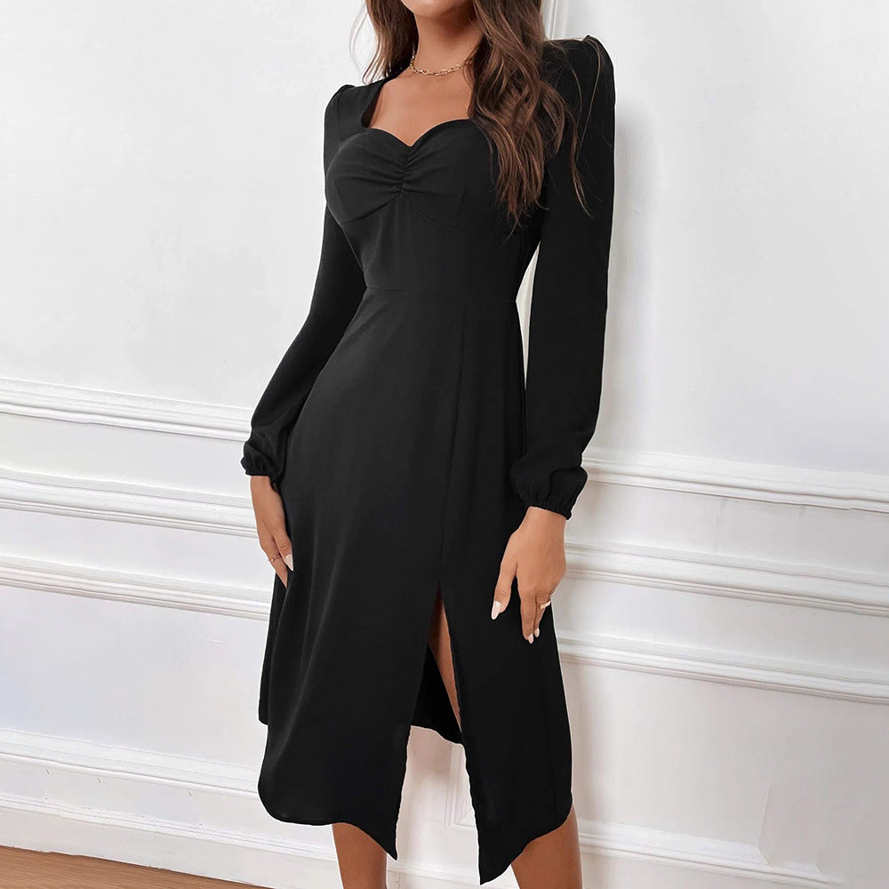 Damen Midikleid mit eleganter Raffung und seitlichem Schlitz Drune