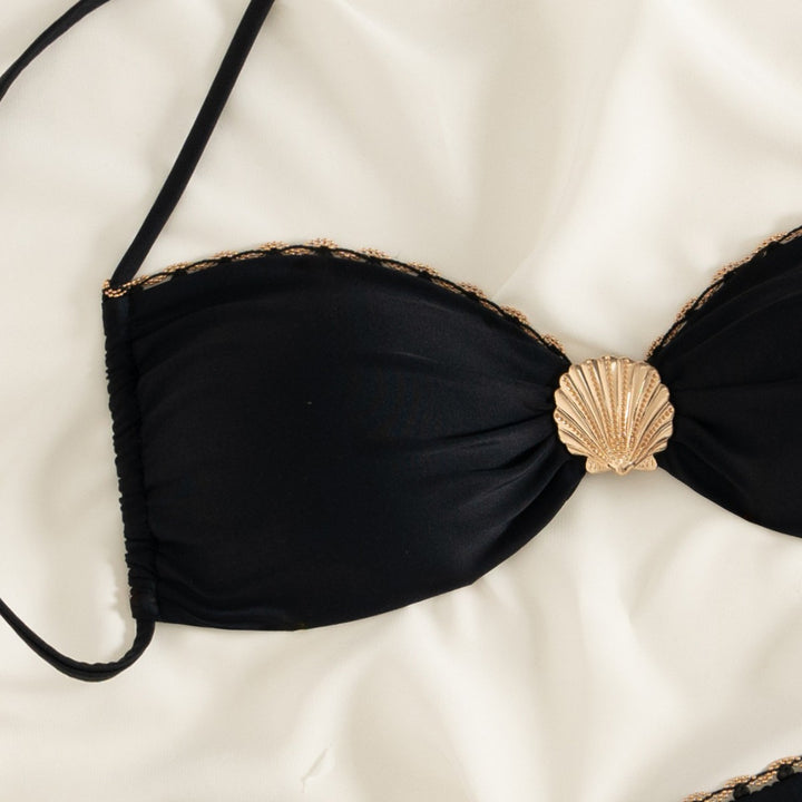 Damen Eleganter Bikini mit goldenen Akzenten Drune