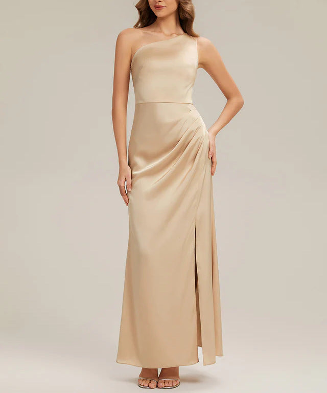 Damen Elegantes One-Shoulder Abendkleid mit Drapierung Drune