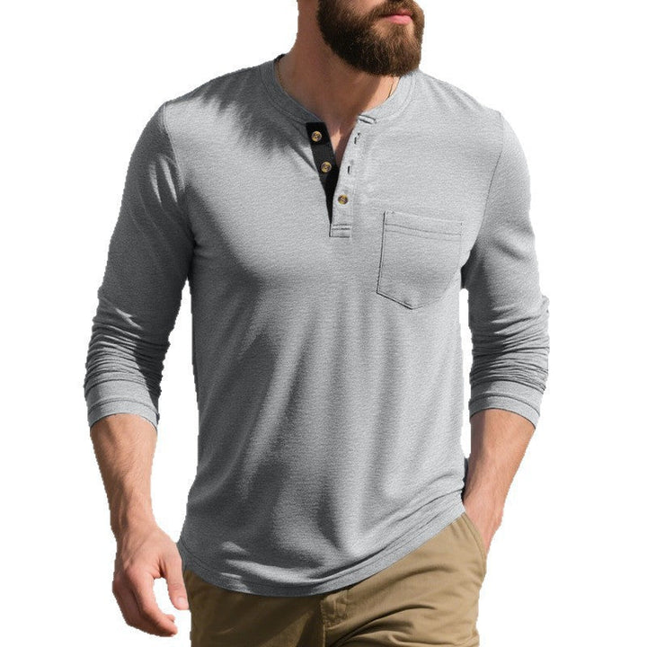 Herren Langarmshirt mit Knopfleiste und Brusttasche Drune