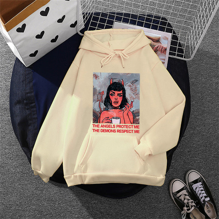 Damen Hoodie mit kreativem Grafikdruck Drune
