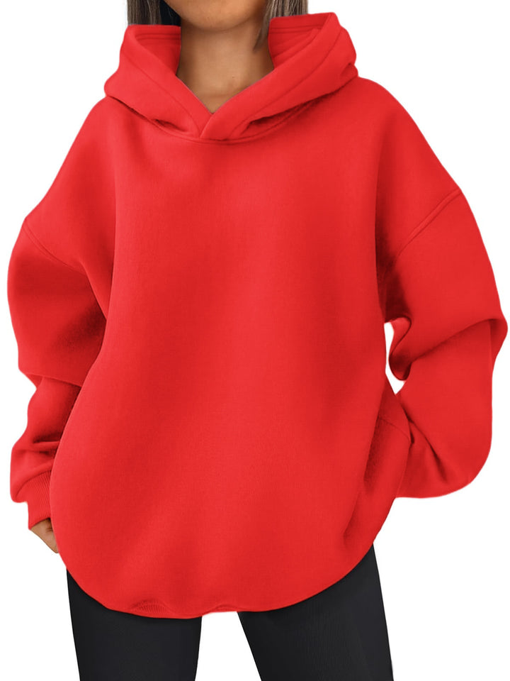 Damen nan kastiger Kapuzenpullover mit doppellagiger Kapuze, überschnittener Schulter und längerem Rückenteil Drune
