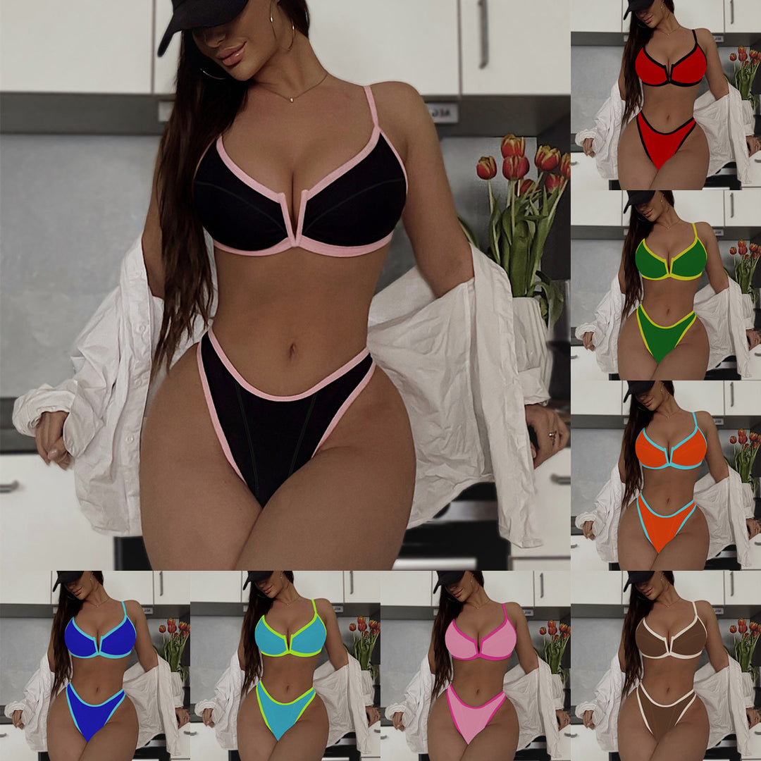 Damen Push-up Bikini mit stylischem V-Ausschnitt Drune
