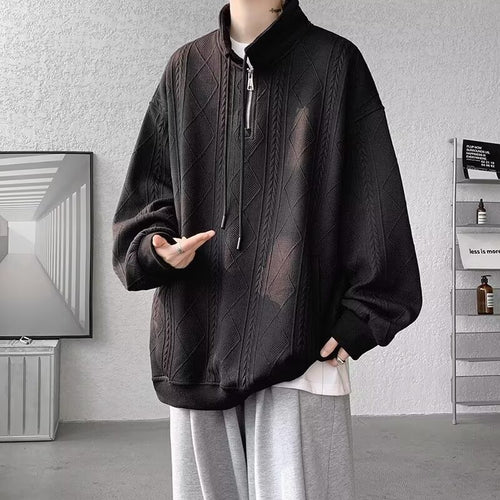 Damen lässiger Pullover mit modernem Stehkragen und Ringelzug Drune