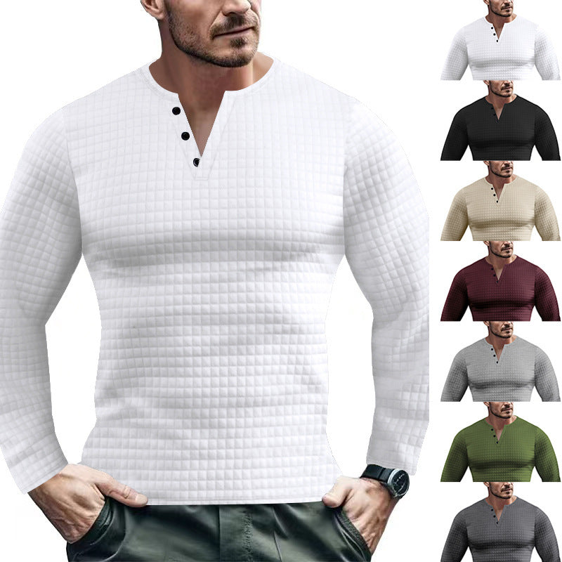 Herren Langarmshirt mit strukturiertem Design und modischem Knopfverschluss Drune