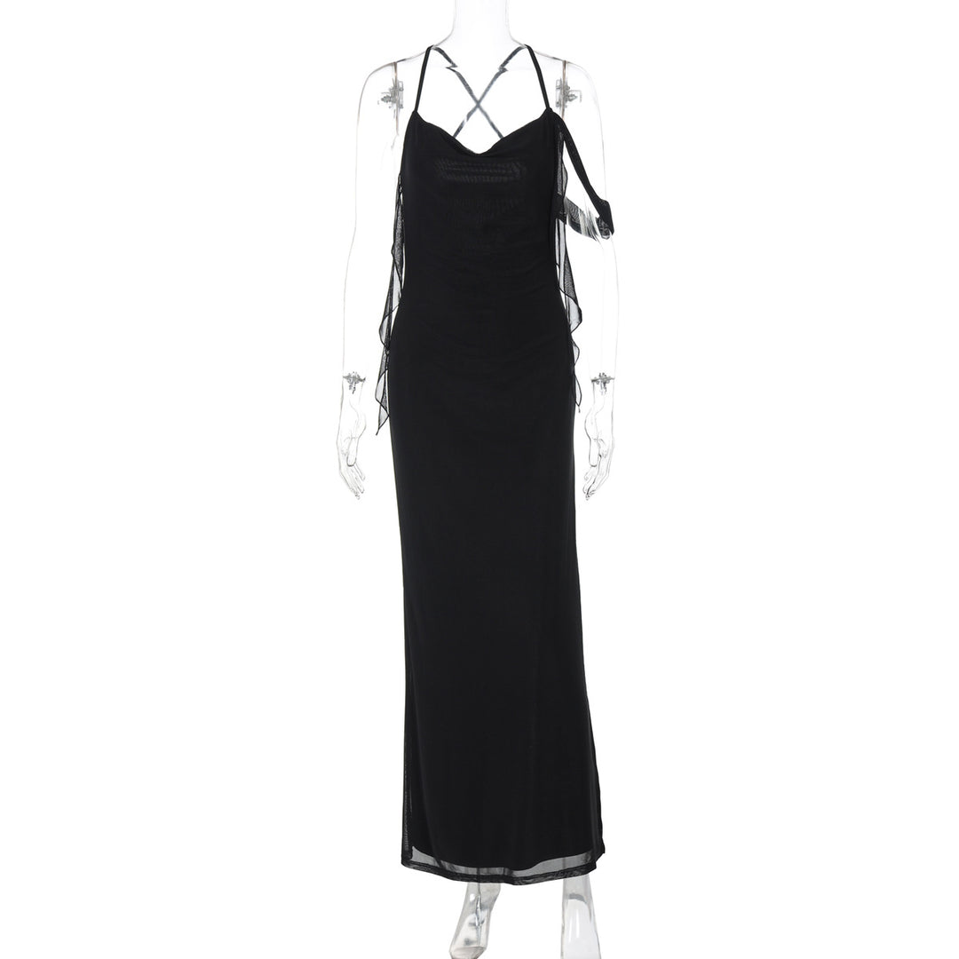 Damen Maxikleid mit verführerischem Schnitt und raffinierten Rüschendetails Drune