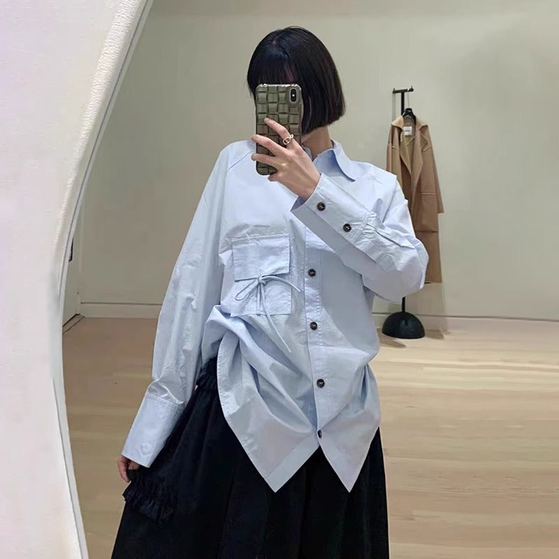 Damen Lässige Oversize-Hemdbluse mit Knopfleiste Drune