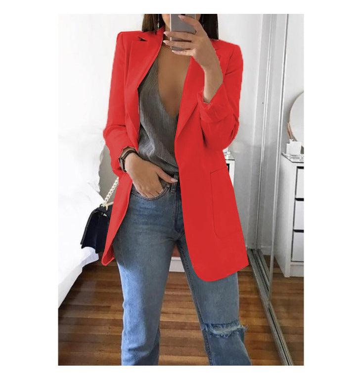 Damen eleganter Blazer mit tailliertem Schnitt und praktischen Taschen Drune