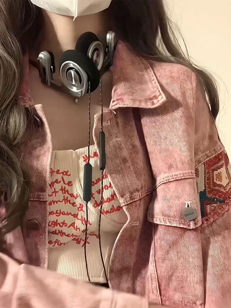Damen Denimjacke mit einzigartigen Stickereien und modischem Design Drune