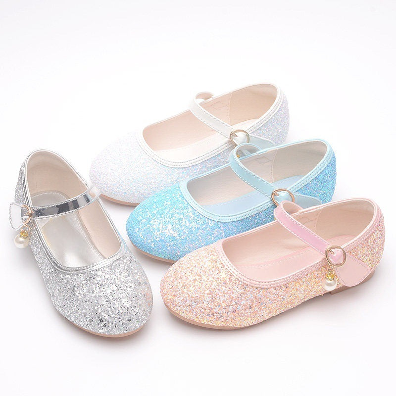 Mädchen Glitzernde Ballerinas mit Riemchen und Perlenapplikation Drune
