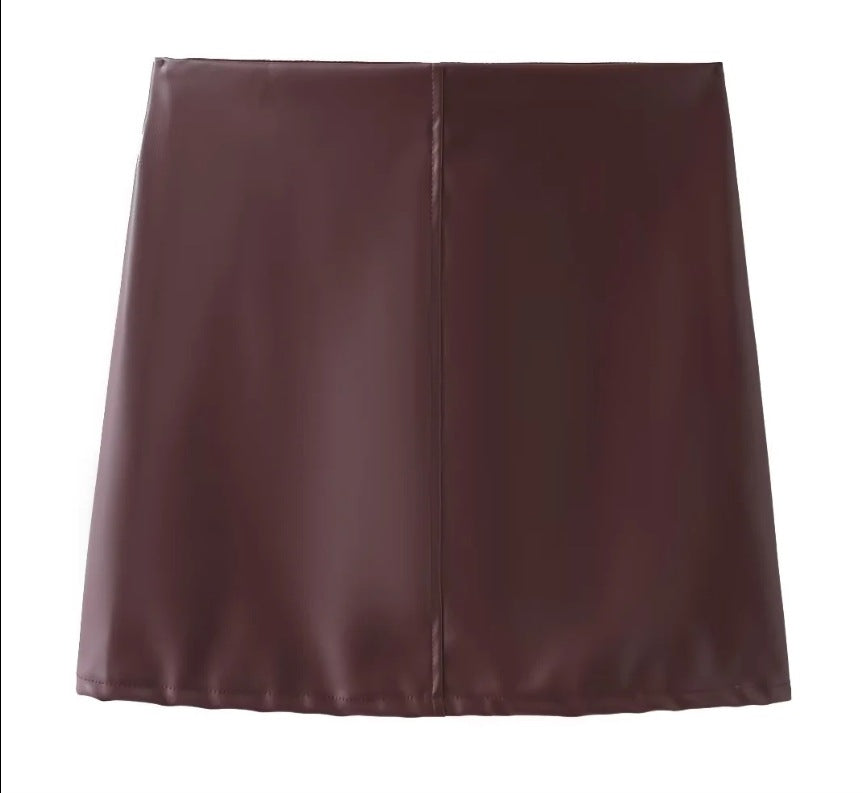 Damen Kunstleder Hemdbluse Drune
