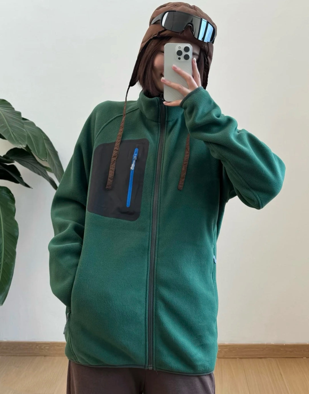 Damen Fleecejacke mit funktionalen Taschen und hohem Kragen Drune