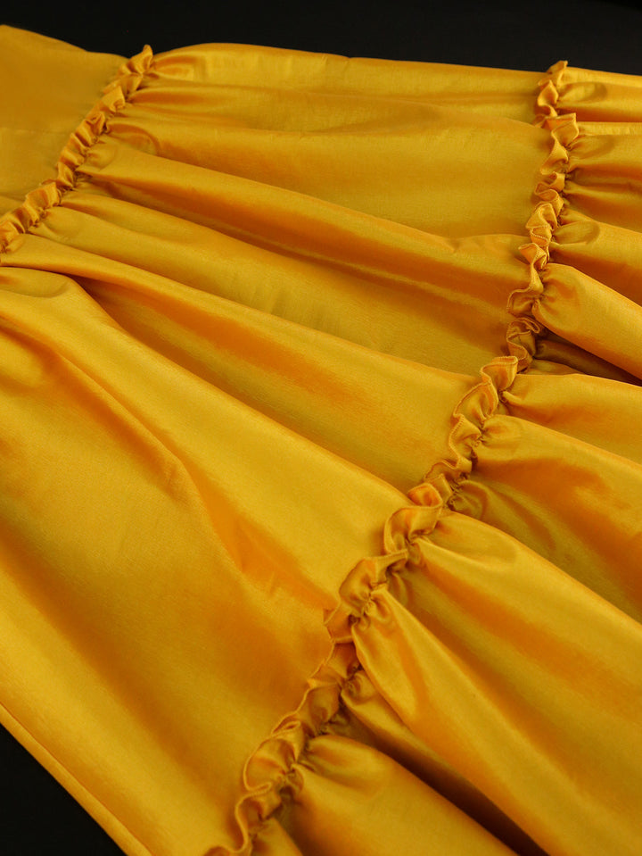 Damen Festliches Midikleid mit Rüschen und elegantem V-Ausschnitt Drune