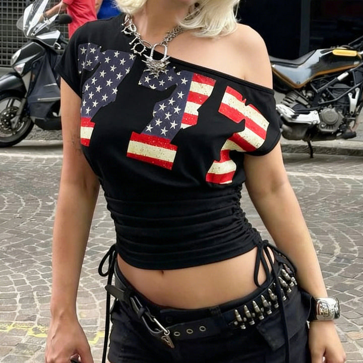 Damen modisches lässiges Crop-Top mit praktischem Rüschensaum Drune