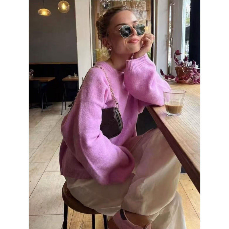 Damen kuscheliger Rundhalspullover aus feiner Strickqualitätsmischung Drune