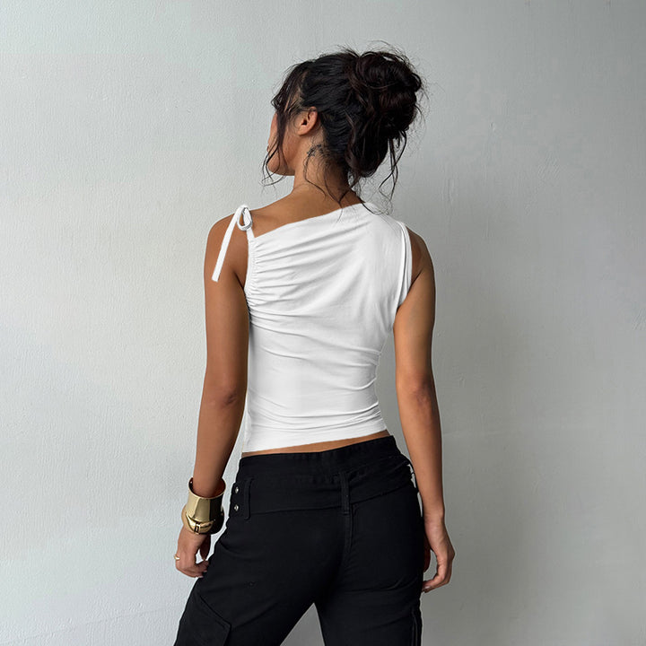 Damen Figurbetontes Top mit feinen Rüschendetails Drune