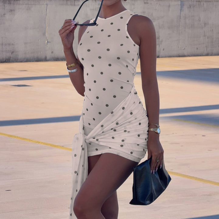 Damen Mini-Kleid mit Rüschendetails und modernen Punktmustern Drune