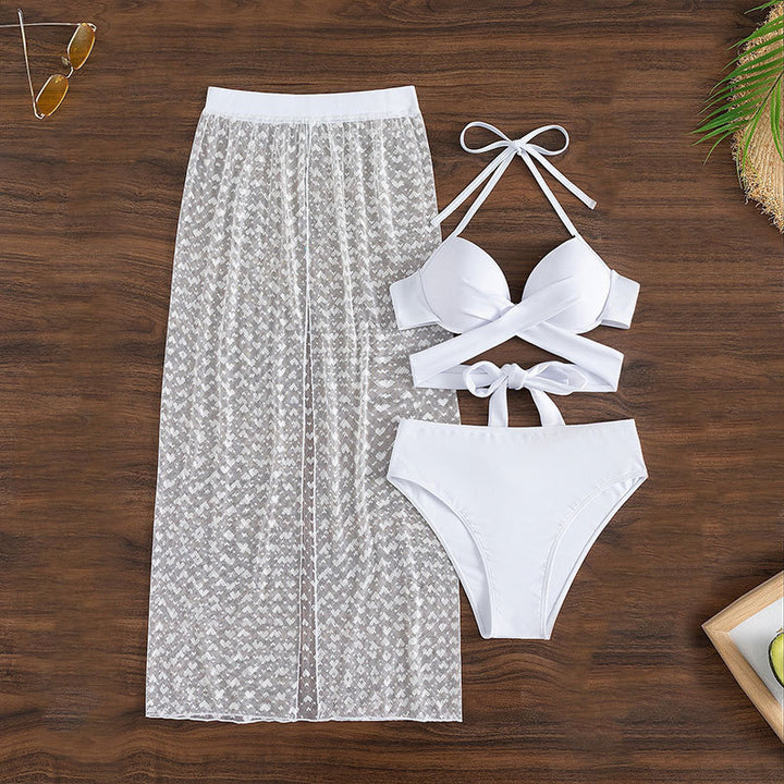 Damen Bikini-Set mit elegantem Wickelrock und modischem Bandeau-Oberteil Drune