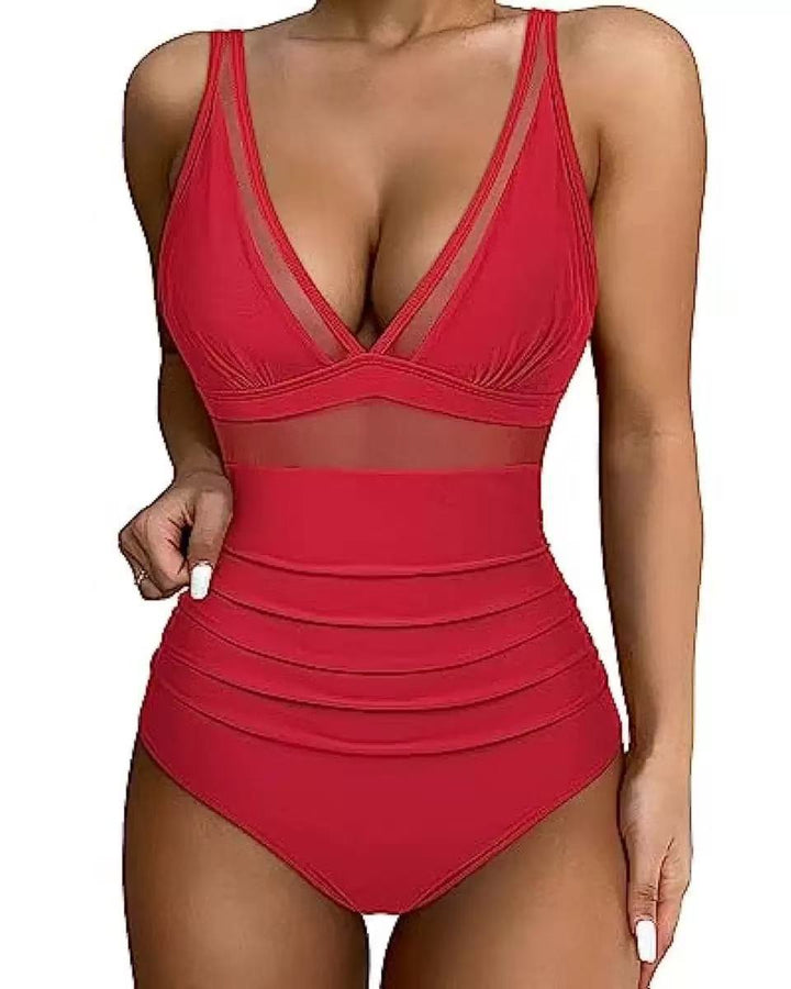 Damen Hochtaillierter Bikini mit transparenten Einsätzen Drune