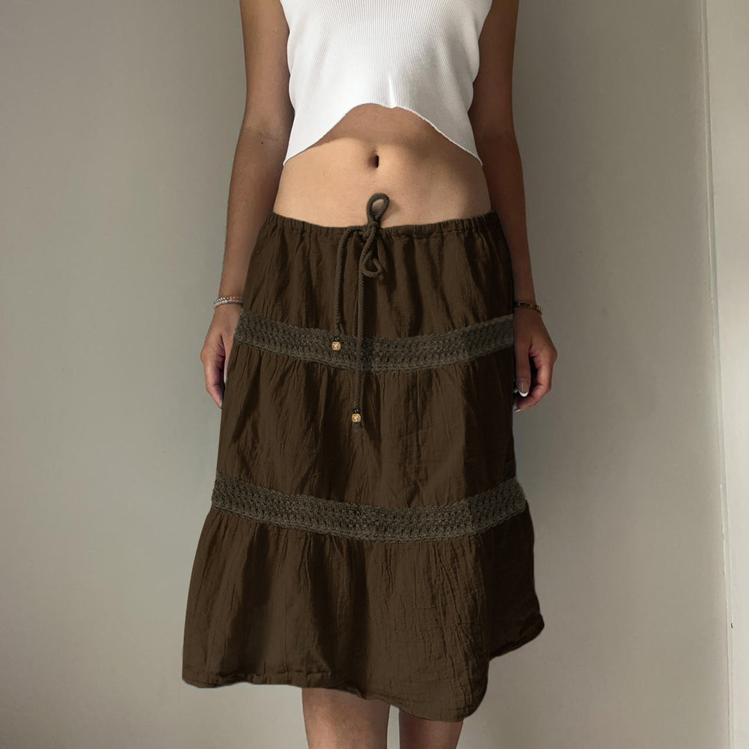 Damen Maxirock im modischen Patchwork-Design mit voluminösem Schnitt Drune