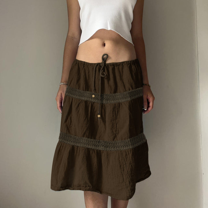 Damen Maxirock im modischen Patchwork-Design mit voluminösem Schnitt Drune