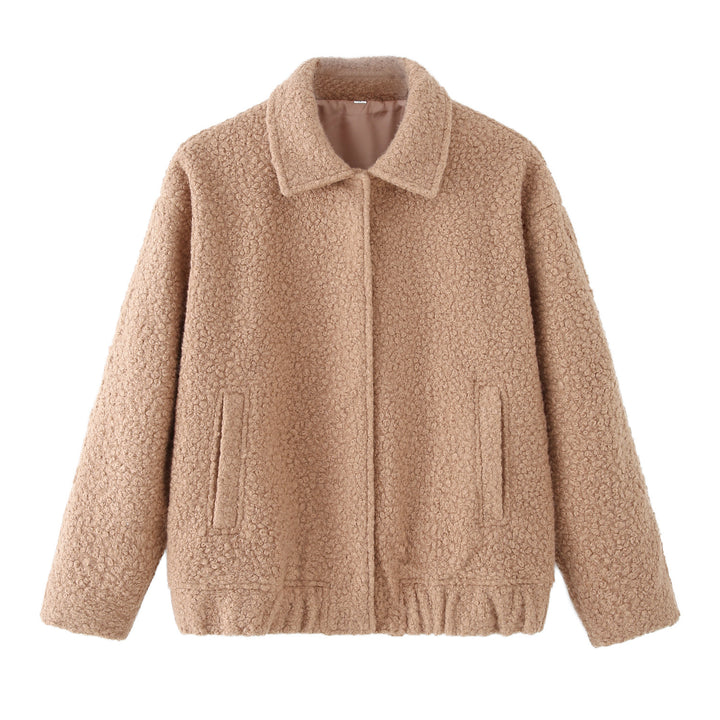 Damen kuschelige Bouclé-Jacke Drune