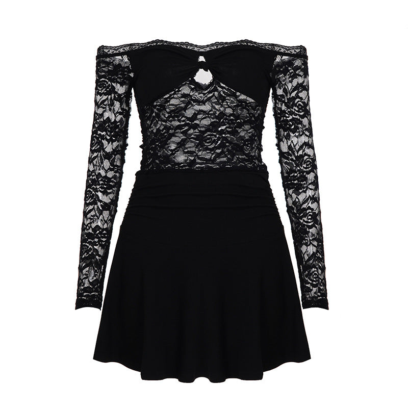 Damen Strandkleid mit zarten Spitzenakzenten und verführerischer Schnürung Drune