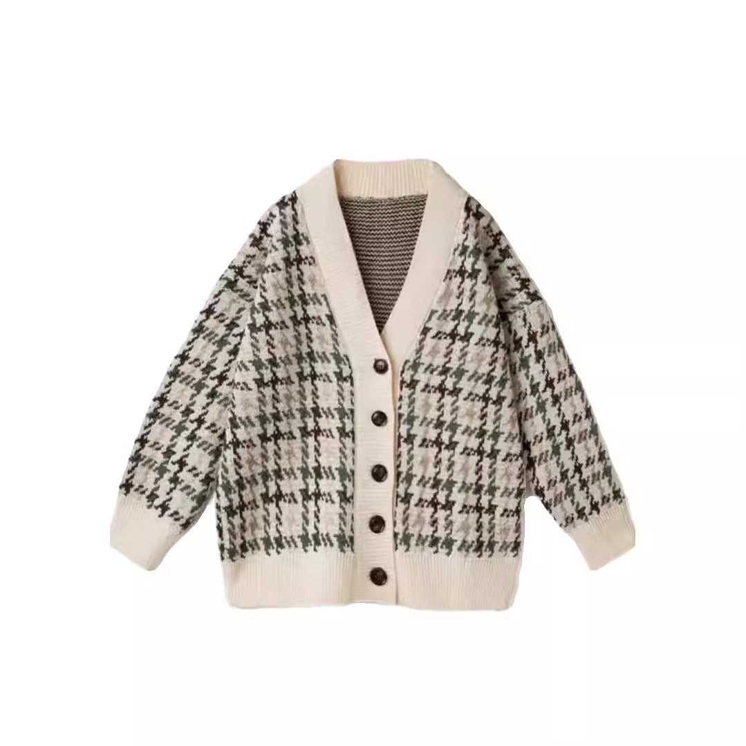 Damen Gemusterter Cardigan mit Knopfleiste und V-Ausschnitt Drune
