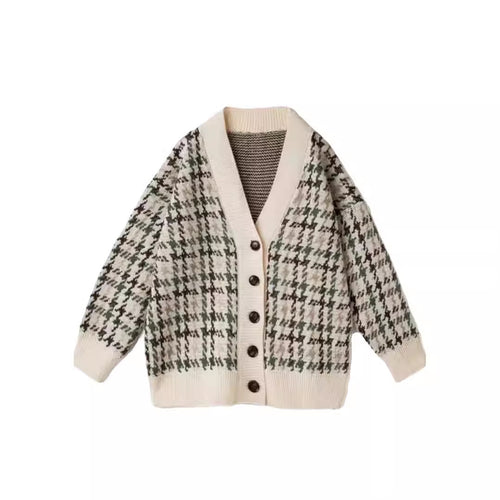Damen Gemusterter Cardigan mit Knopfleiste und V-Ausschnitt Drune