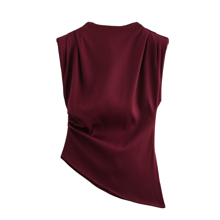 Damen elegantes ärmelloses Oberteil mit asymmetrischem Schnitt und feiner Drapierung Drune