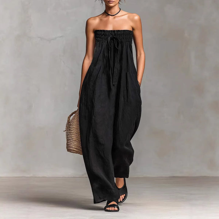 Damen Lässiges Jumpsuit mit elastischem Oberteil und weitem Bein Drune