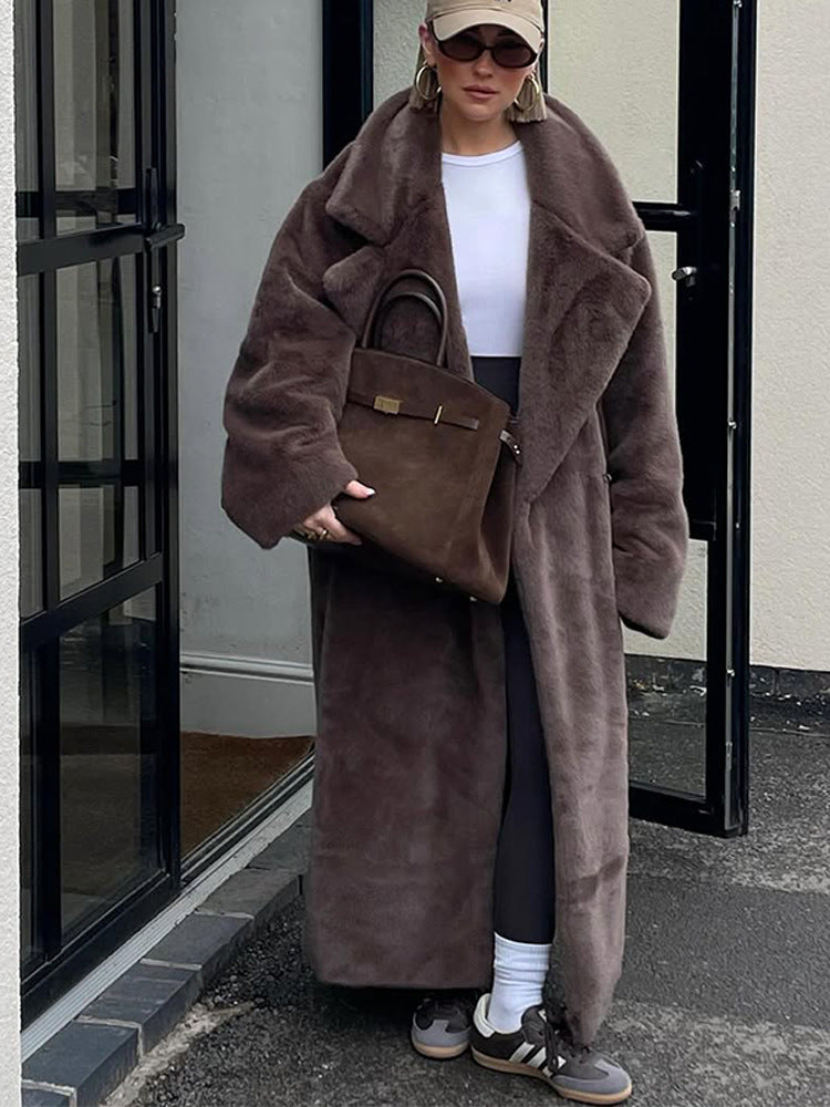 Damen Oversized Kunstfellmantel Drune