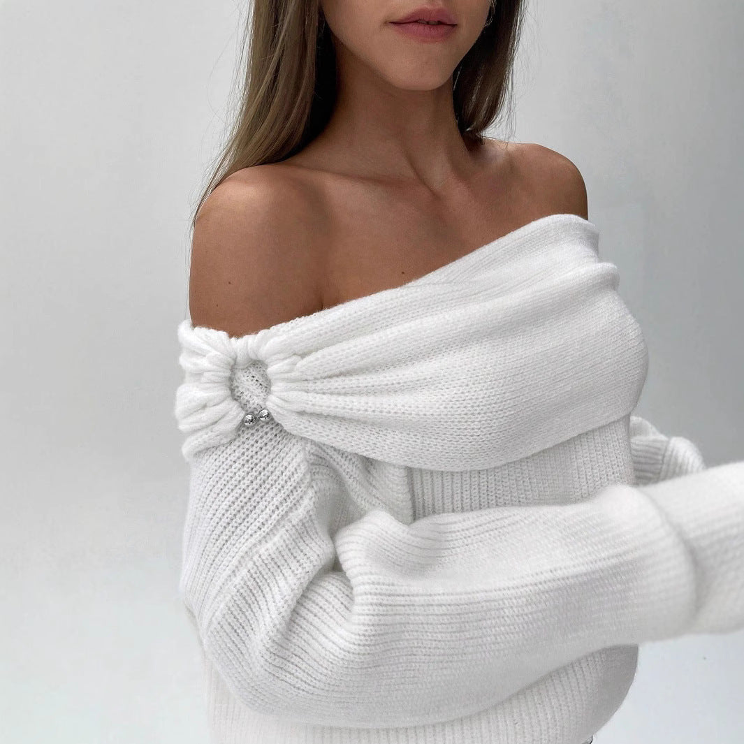 Damen Off-Shoulder Strickpullover Drune