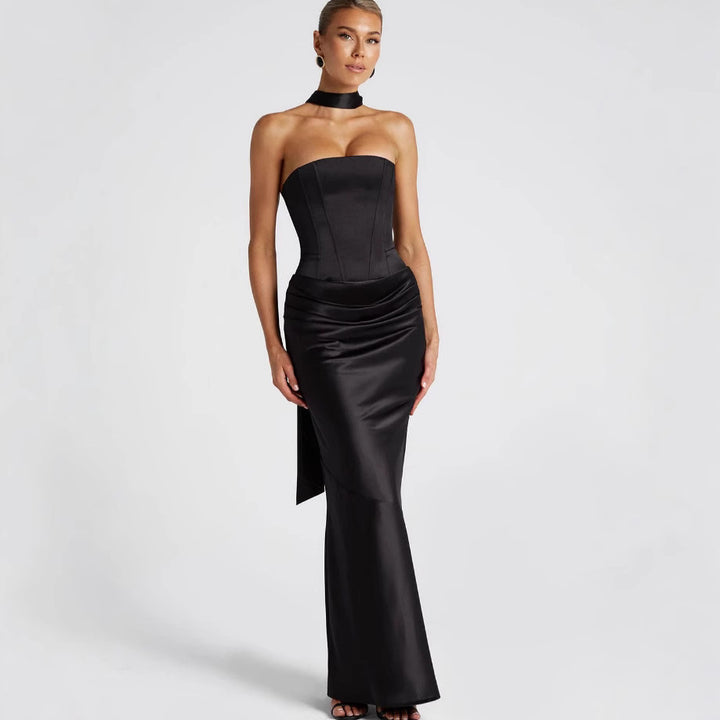 Damen Hochzeitskleid mit schulterfreiem Design und elegantem Taillenverband Drune