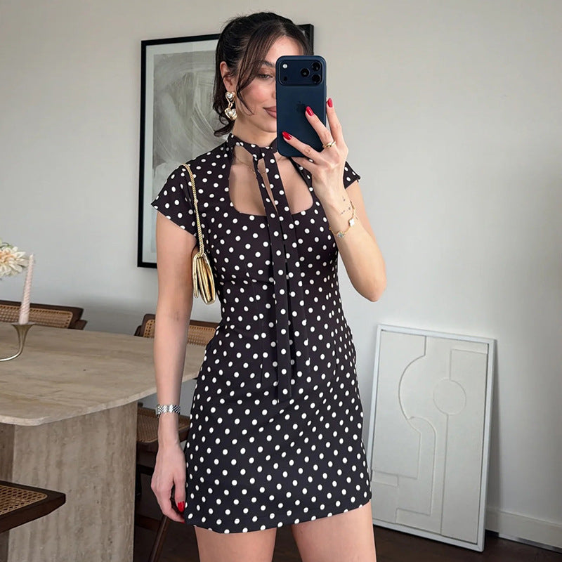 Damen Minikleid mit modischem Schlüssel-Ausschnitt und festem Oberteil Drune