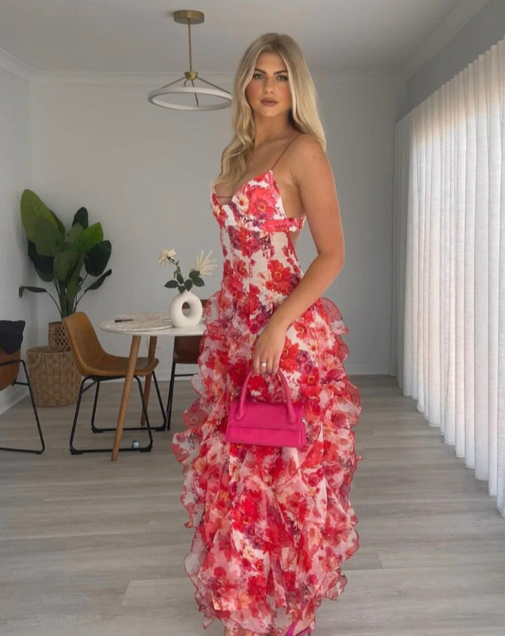 Damen Sommerliches Maxikleid mit floralen Prints Drune