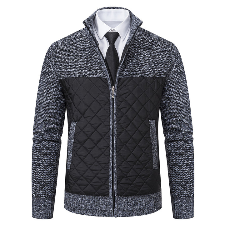 Herren nan gesteppte Hybrid-Strickjacke mit diamantsteppung, Stehkragen, isolierendem Thermofutter und Reißverschluss Drune