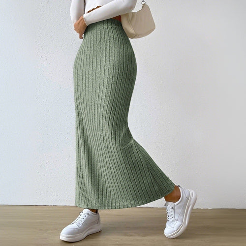 Damen Maxirock mit elegantem Rippendesign und seitlichem Schlitz Drune