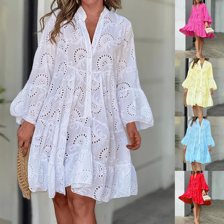 Damen Fließendes Bohemian Sommerkleid Drune
